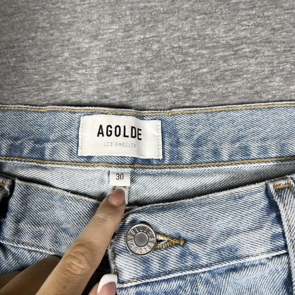 AGOLDE Jeans Womens 30 Blue Wide-Leg Relaxed Light Wash Distressed Y2K - Picture 2 of 13